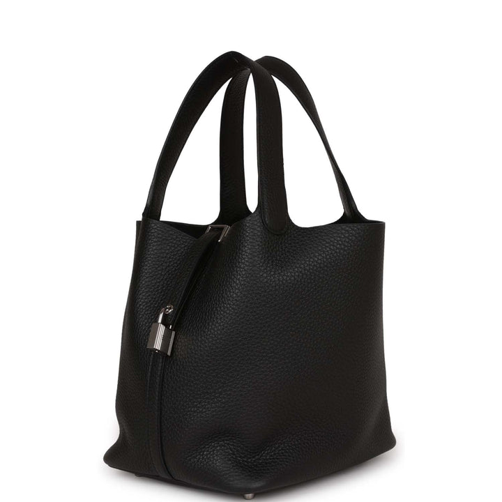 Top quality Hermes Picotin Lock 22 Black Clemence Palladium Hardware