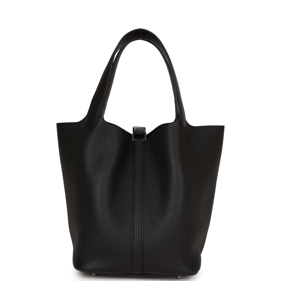 Top quality Hermes Picotin Lock 22 Black Clemence Palladium Hardware