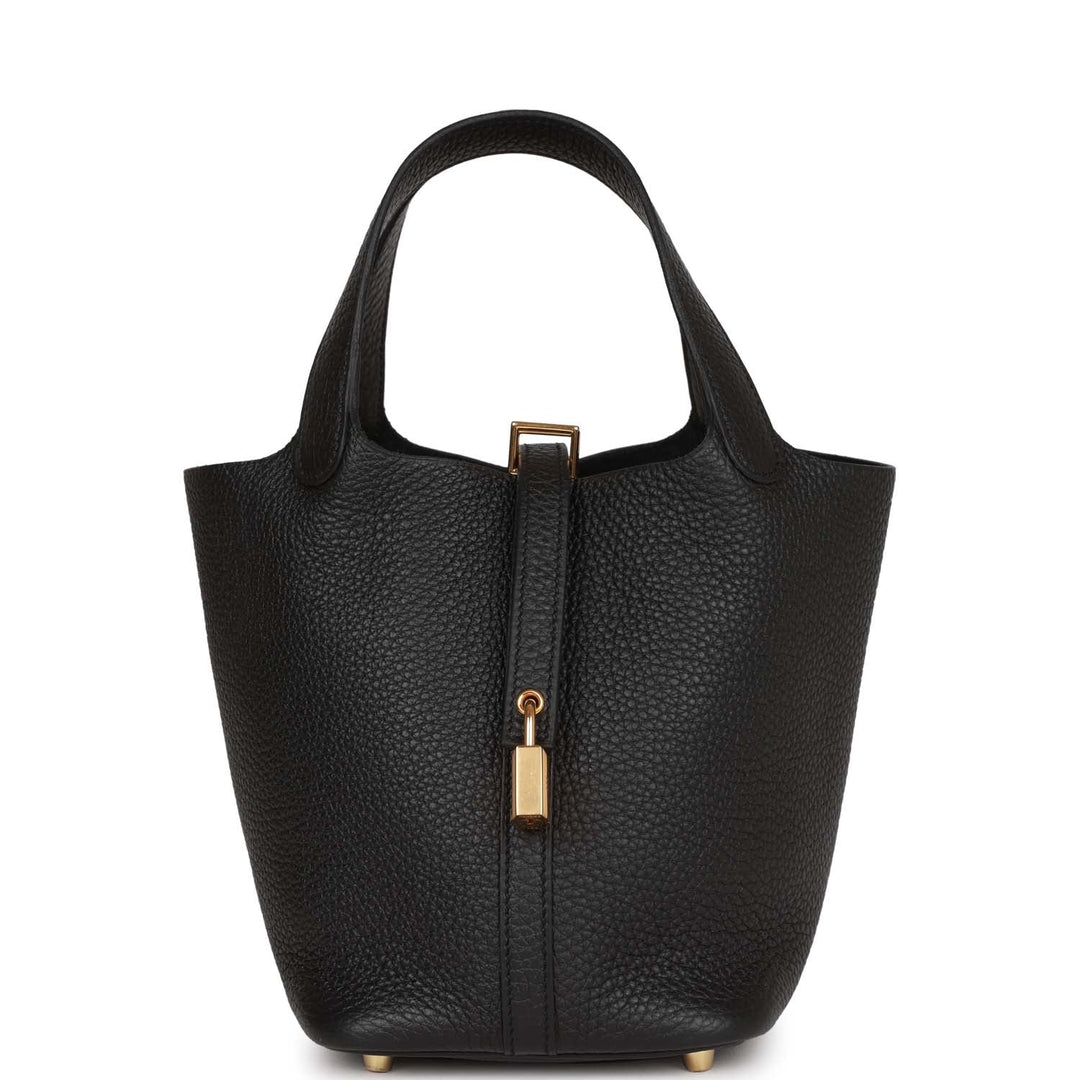 Top quality Hermes Picotin Lock 18 Black Clemence Gold Hardware