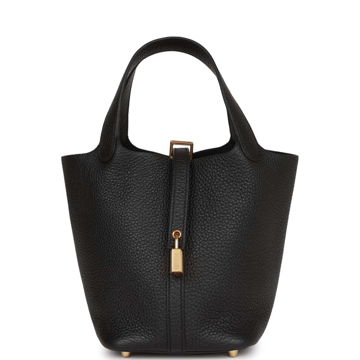 Top quality Hermes Picotin Lock 18 Black Clemence Gold Hardware