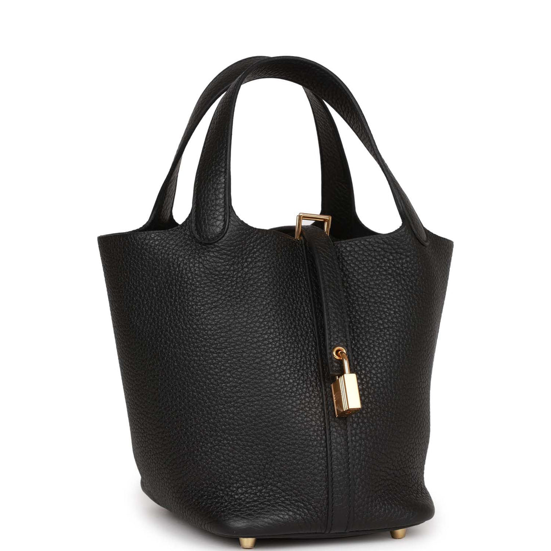Top quality Hermes Picotin Lock 18 Black Clemence Gold Hardware