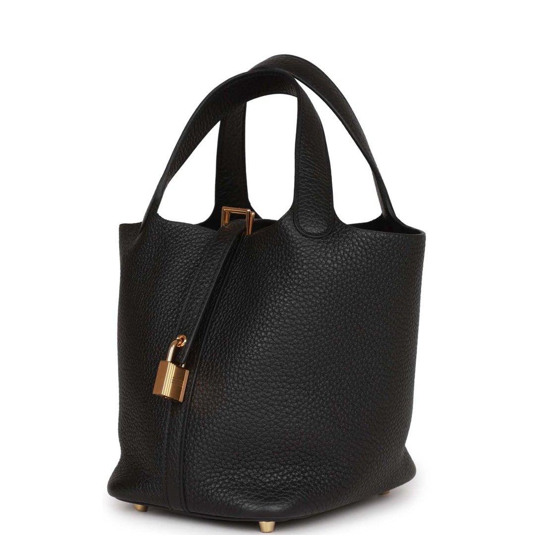 Top quality Hermes Picotin Lock 18 Black Clemence Gold Hardware