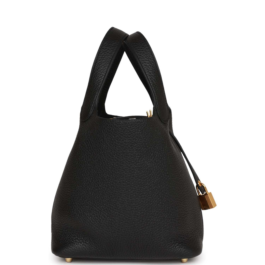 Top quality Hermes Picotin Lock 18 Black Clemence Gold Hardware