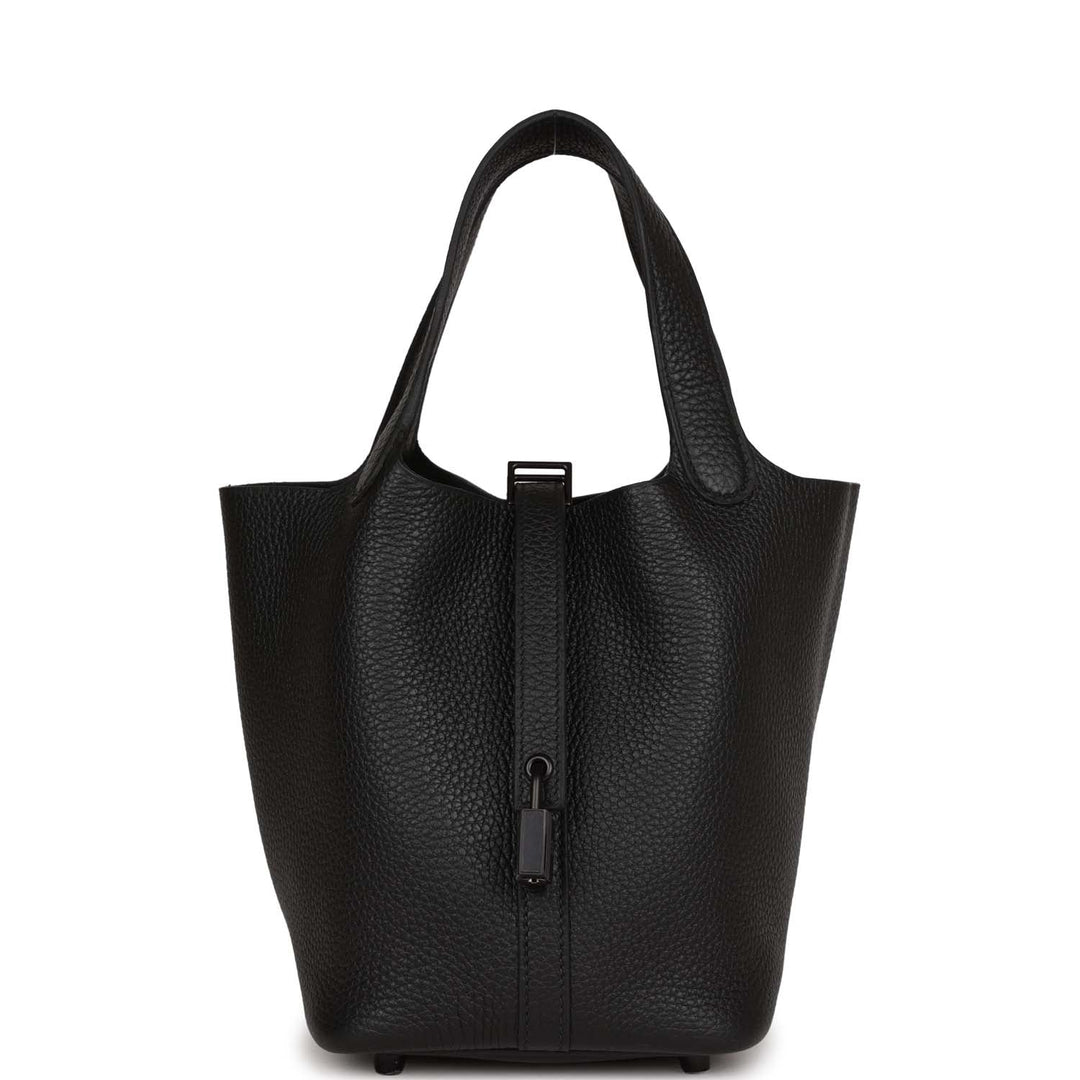 Top quality Hermes Picotin 18 Monochrome Black Clemence Black Hardware