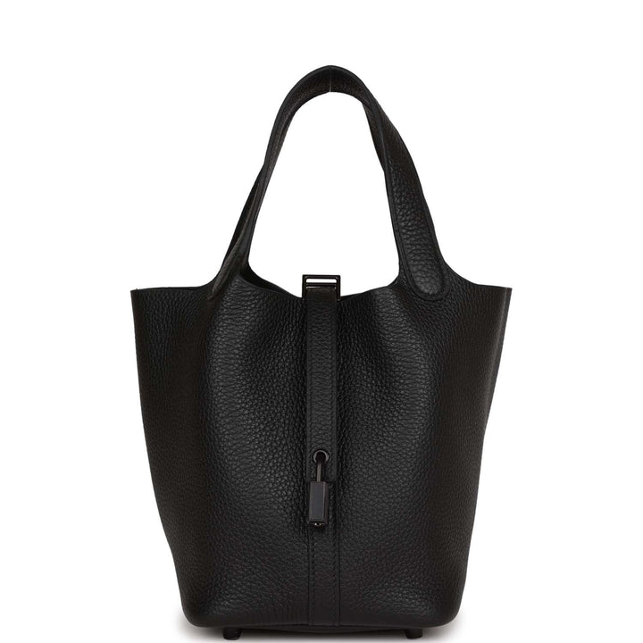 Top quality Hermes Picotin 18 Monochrome Black Clemence Black Hardware