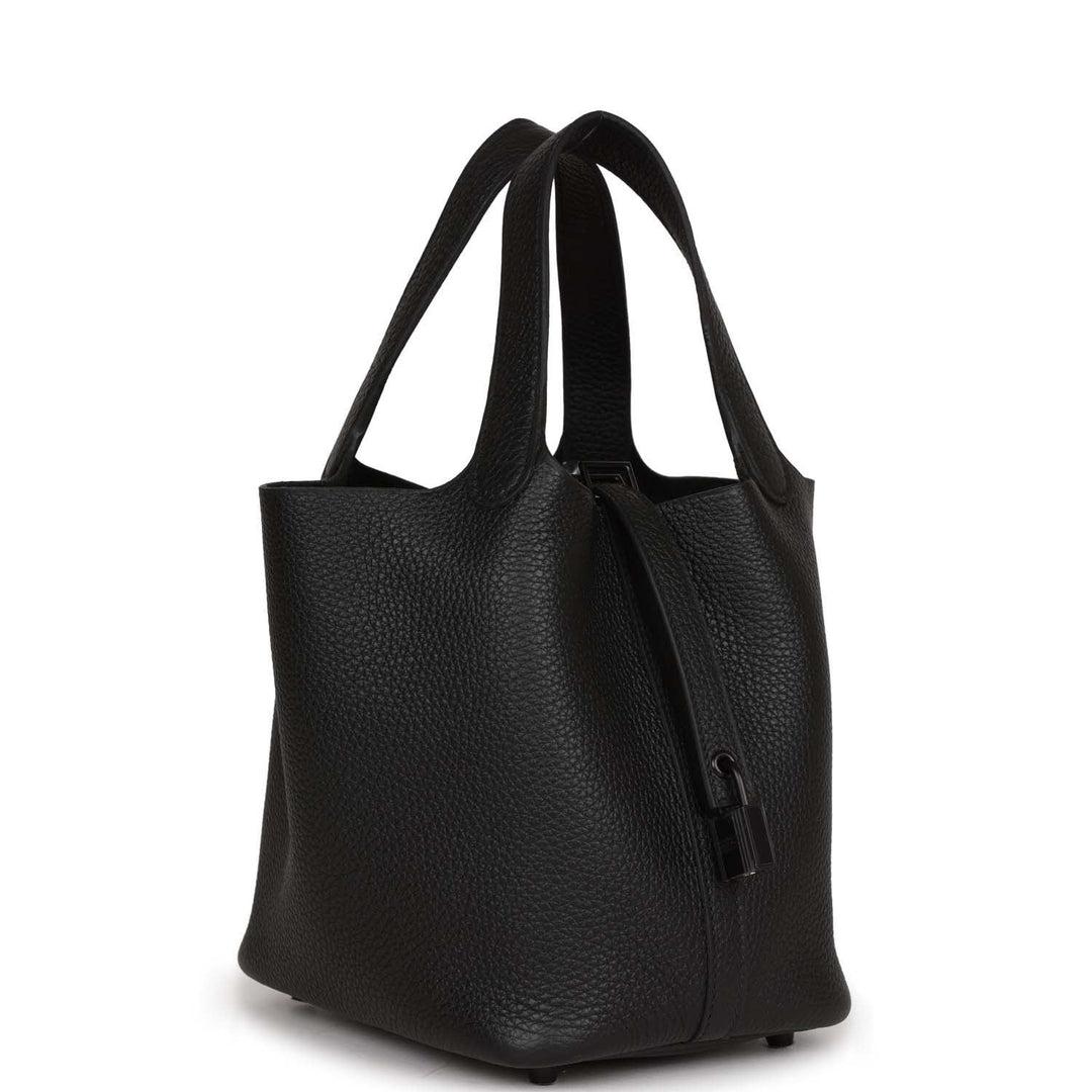 Top quality Hermes Picotin 18 Monochrome Black Clemence Black Hardware