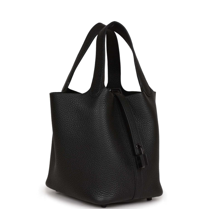 Top quality Hermes Picotin 18 Monochrome Black Clemence Black Hardware