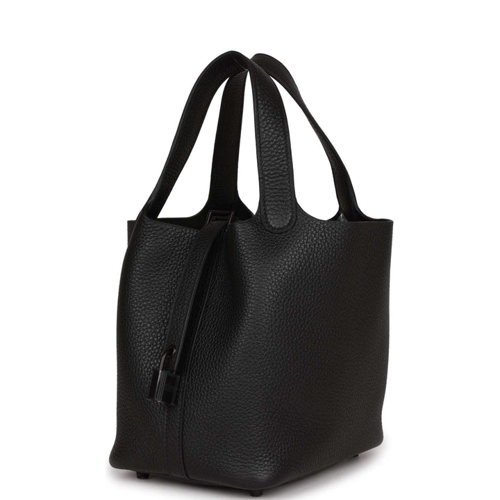 Top quality Hermes Picotin 18 Monochrome Black Clemence Black Hardware