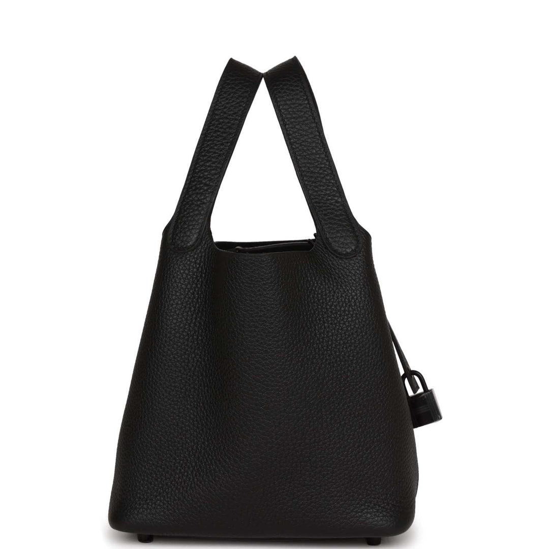 Top quality Hermes Picotin 18 Monochrome Black Clemence Black Hardware