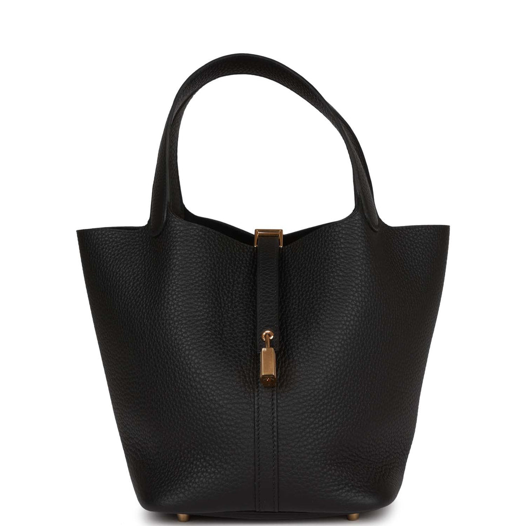 Top quality Hermes Picotin Lock 22 Black Clemence Gold Hardware