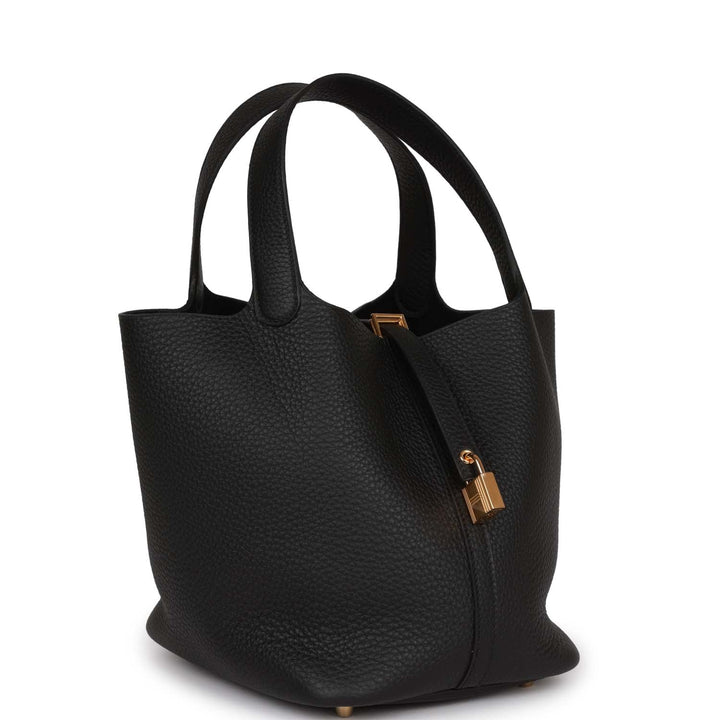 Top quality Hermes Picotin Lock 22 Black Clemence Gold Hardware