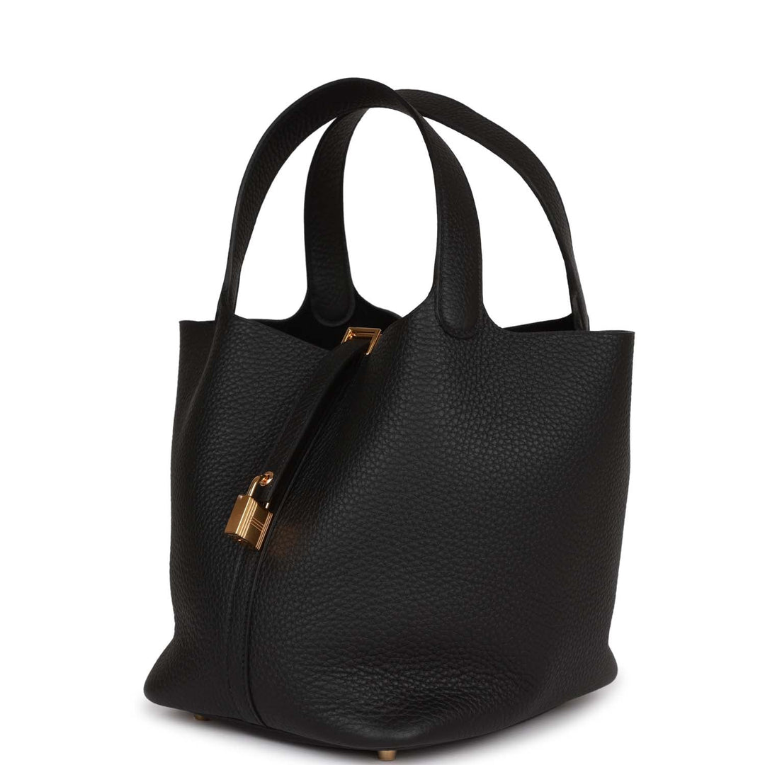 Top quality Hermes Picotin Lock 22 Black Clemence Gold Hardware