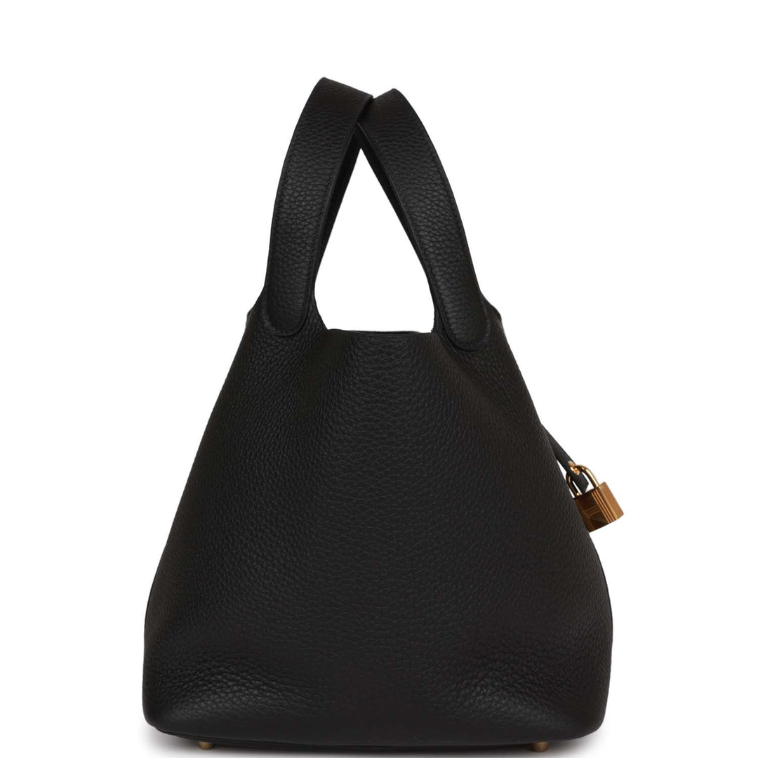 Top quality Hermes Picotin Lock 22 Black Clemence Gold Hardware