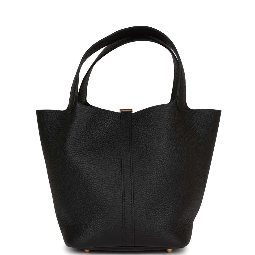 Top quality Hermes Picotin Lock 22 Black Clemence Gold Hardware