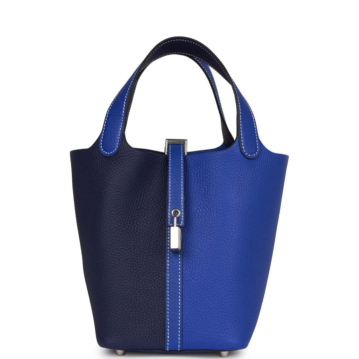 Top quality Hermes Picotin 18 Casaque Bleu Encre and Bleu Electric Clemence Palladium Hardware