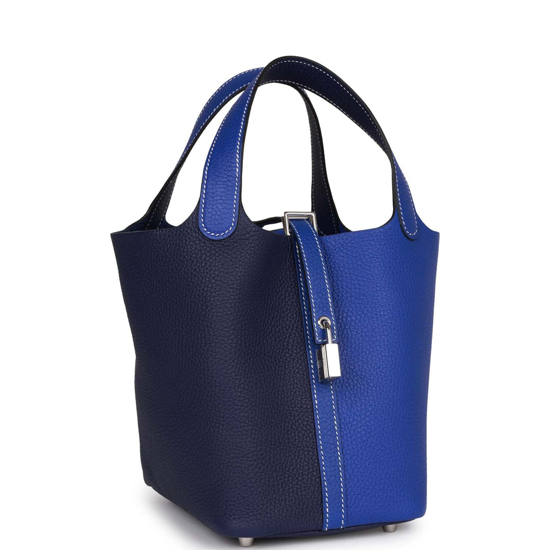 Top quality Hermes Picotin 18 Casaque Bleu Encre and Bleu Electric Clemence Palladium Hardware