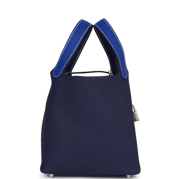 Top quality Hermes Picotin 18 Casaque Bleu Encre and Bleu Electric Clemence Palladium Hardware