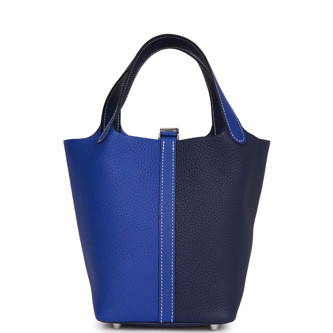 Top quality Hermes Picotin 18 Casaque Bleu Encre and Bleu Electric Clemence Palladium Hardware