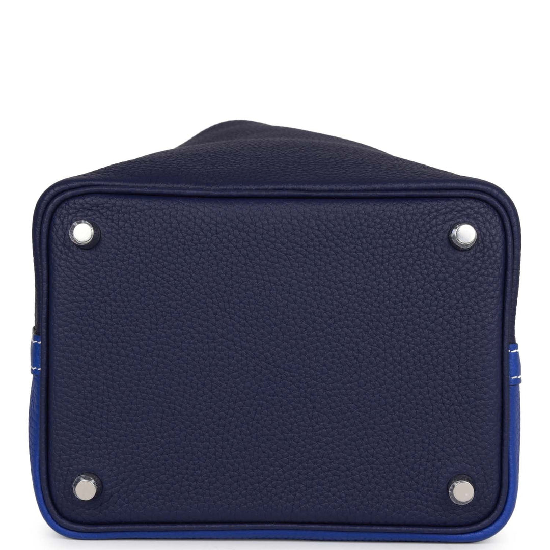 Top quality Hermes Picotin 18 Casaque Bleu Encre and Bleu Electric Clemence Palladium Hardware