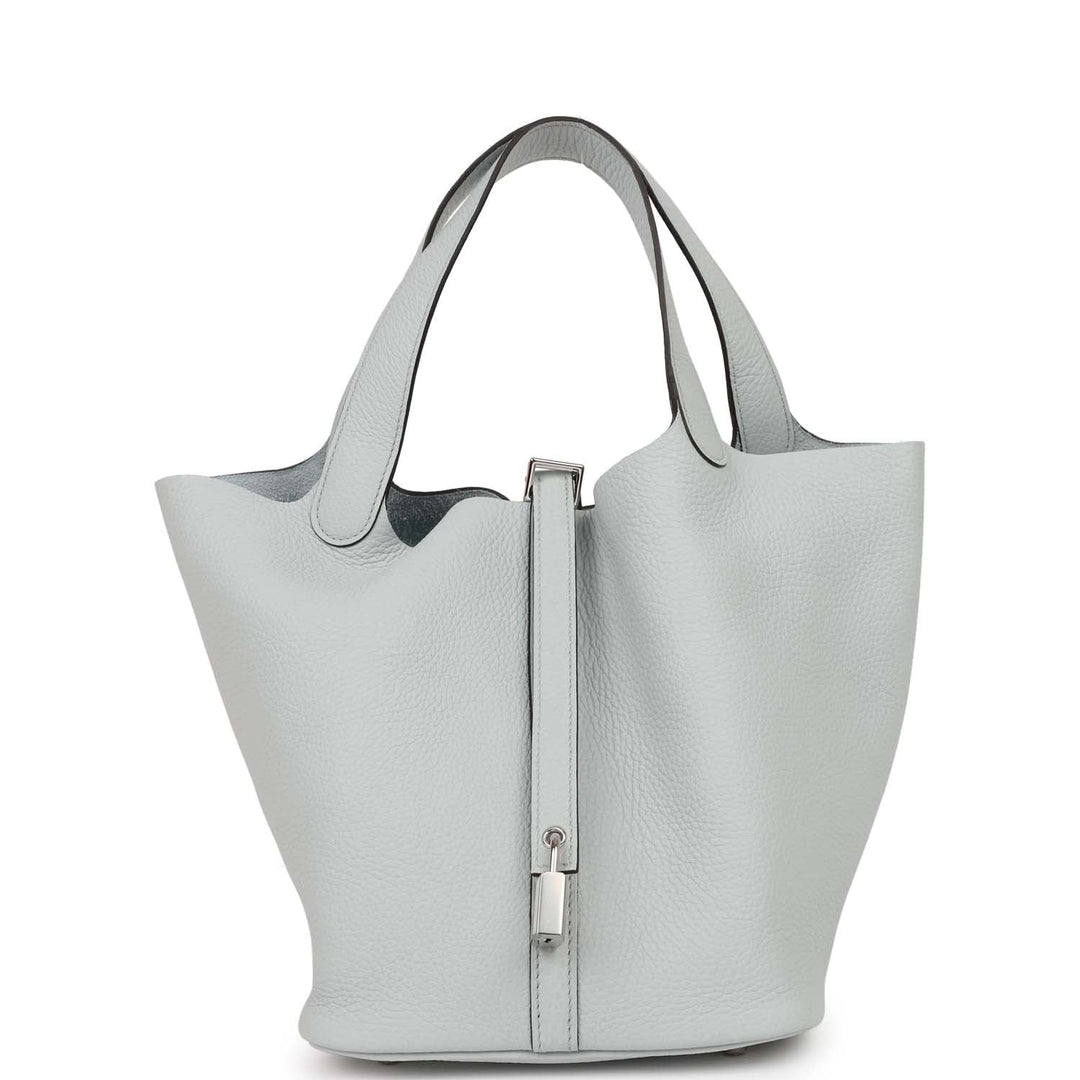 Top quality Hermes Picotin Lock 22 Bleu Pale Clemence Palladium Hardware