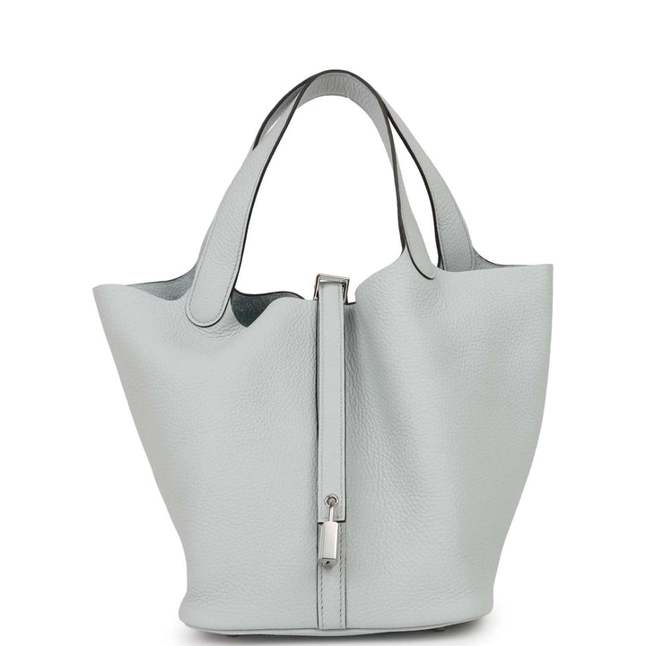 Top quality Hermes Picotin Lock 22 Bleu Pale Clemence Palladium Hardware