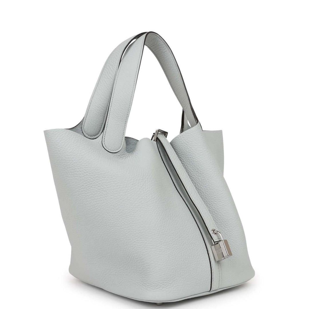 Top quality Hermes Picotin Lock 22 Bleu Pale Clemence Palladium Hardware