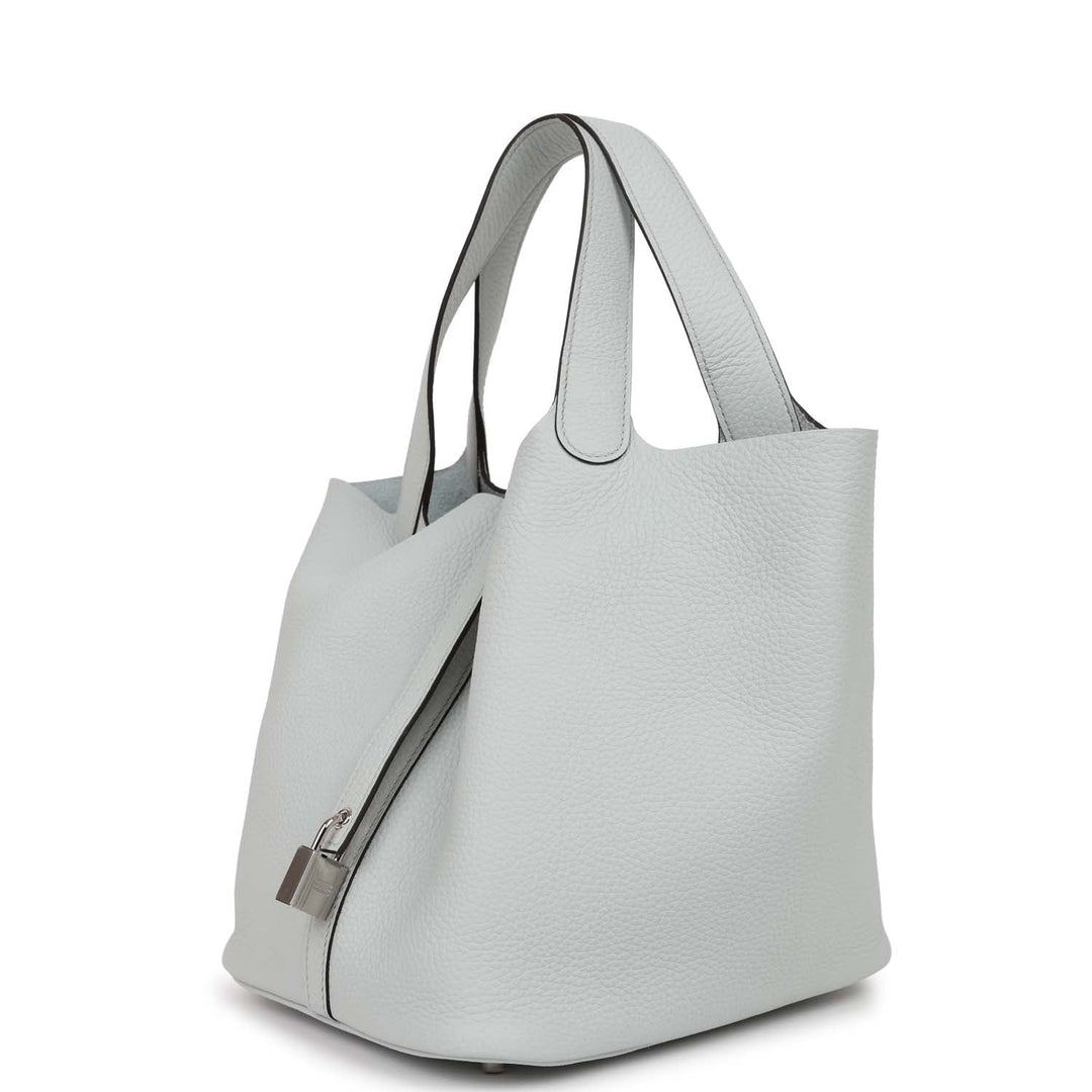 Top quality Hermes Picotin Lock 22 Bleu Pale Clemence Palladium Hardware