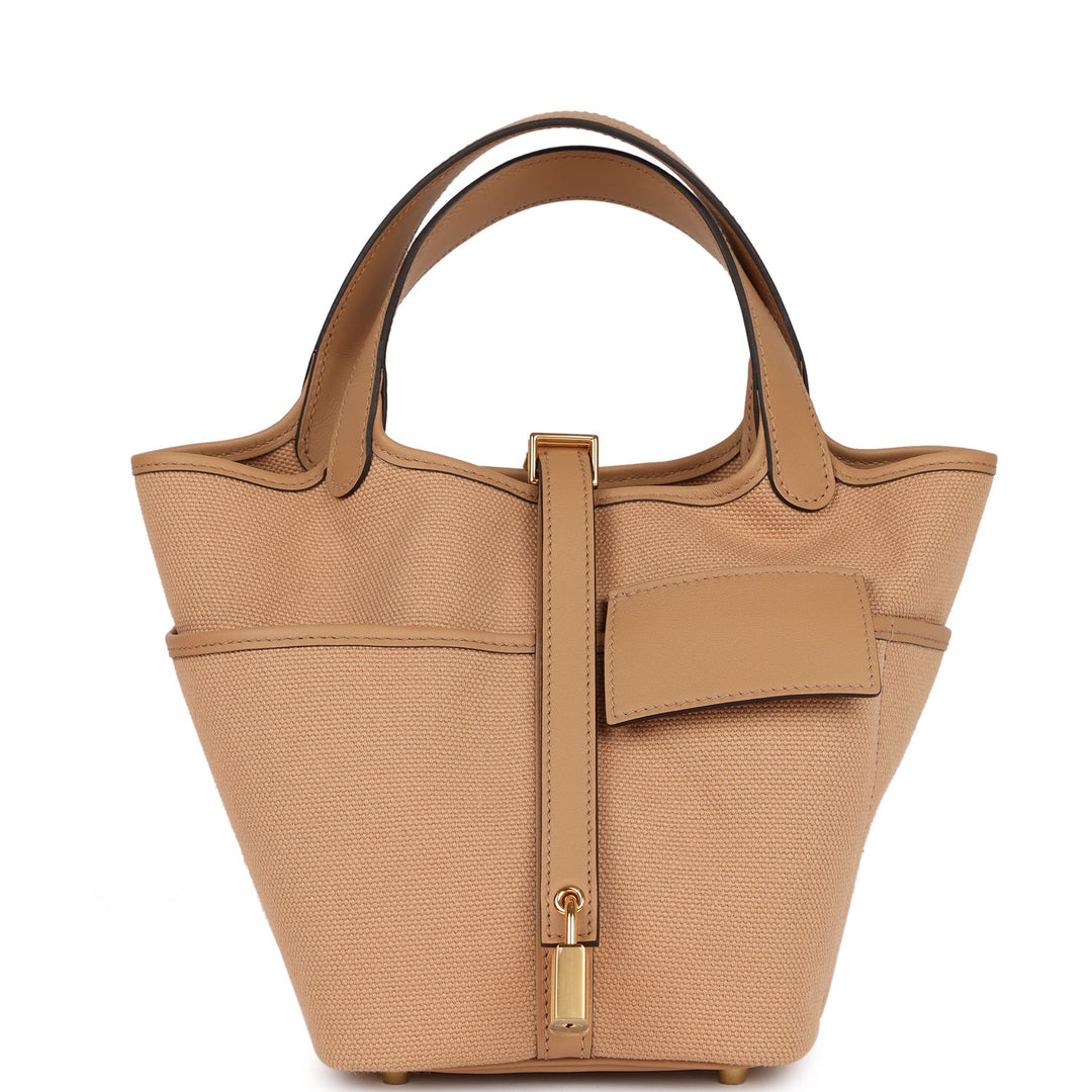 Top quality Hermes Picotin Cargo 18 Chai Swift and Toile Canvas Gold Hardware