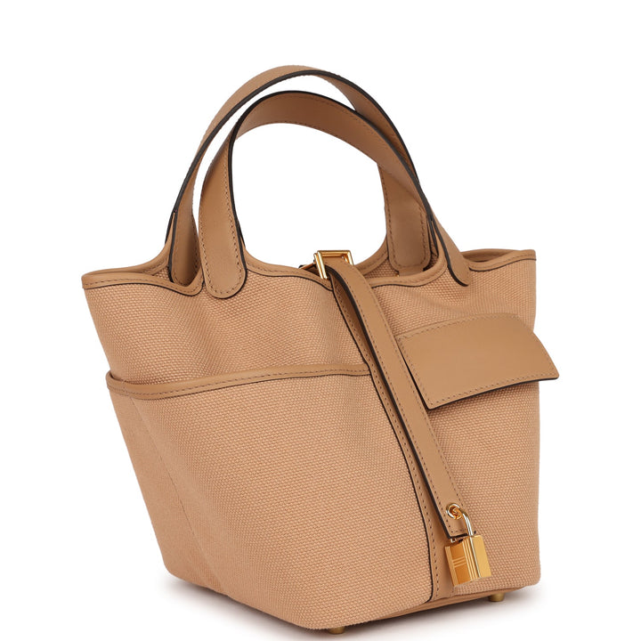 Top quality Hermes Picotin Cargo 18 Chai Swift and Toile Canvas Gold Hardware