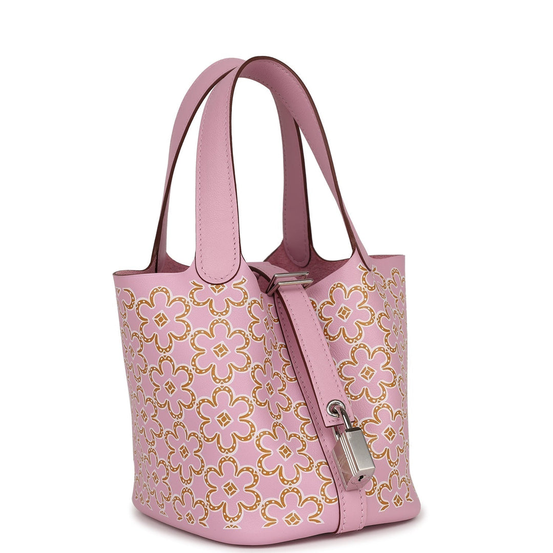 Top quality Hermes Micro Picotin Lock 14 "Lucky Daisy" Mauve Sylvestre Swift Palladium Hardware