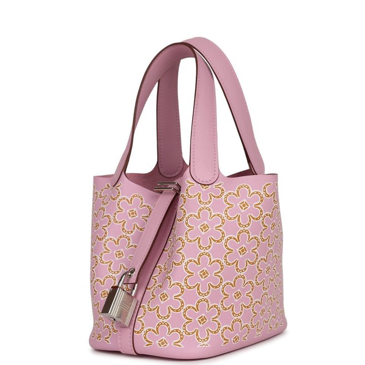 Top quality Hermes Micro Picotin Lock 14 "Lucky Daisy" Mauve Sylvestre Swift Palladium Hardware
