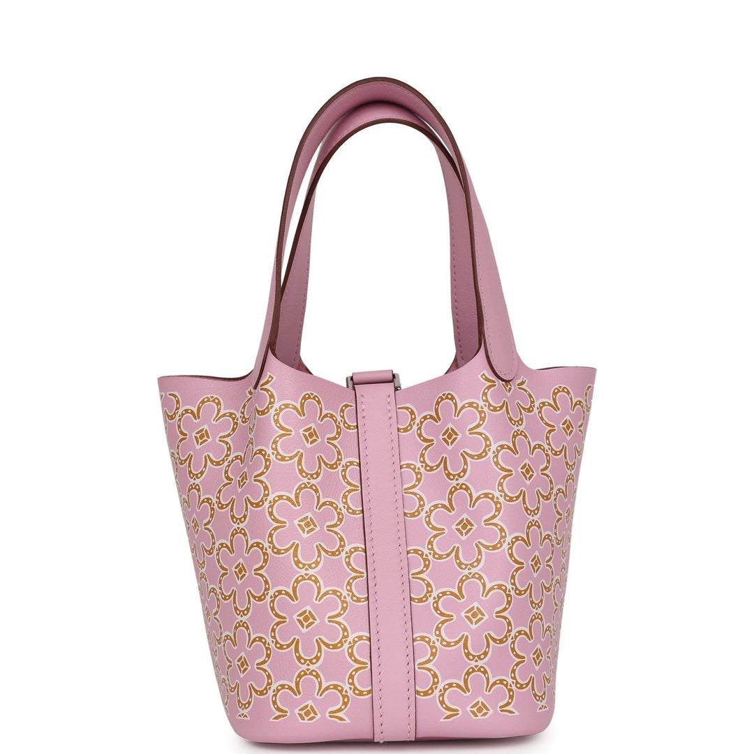 Top quality Hermes Micro Picotin Lock 14 "Lucky Daisy" Mauve Sylvestre Swift Palladium Hardware