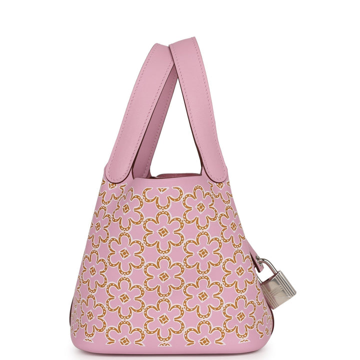 Top quality Hermes Micro Picotin Lock 14 "Lucky Daisy" Mauve Sylvestre Swift Palladium Hardware