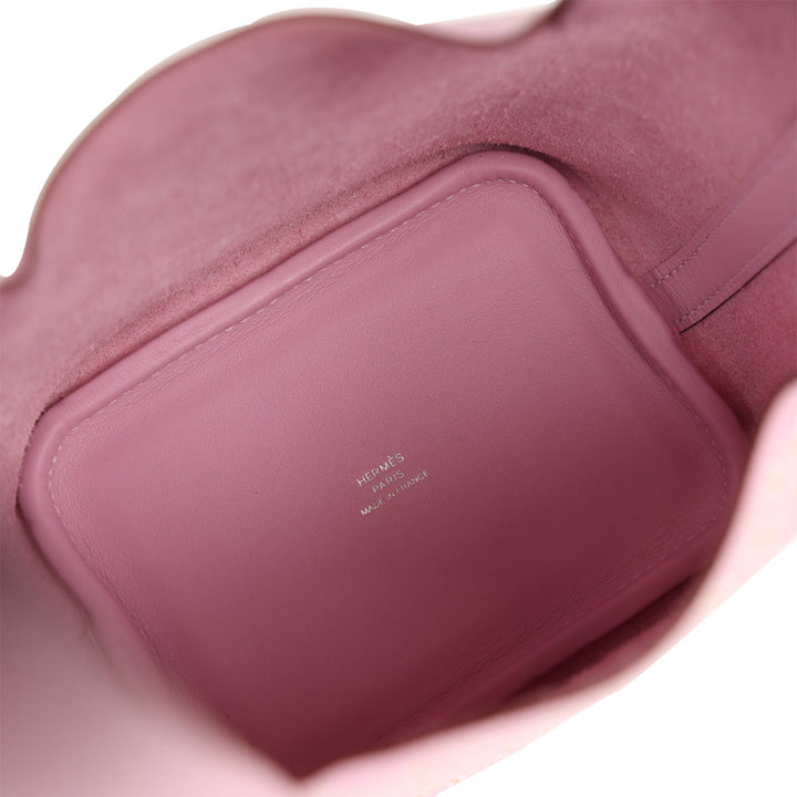 Top quality Hermes Micro Picotin Lock 14 "Lucky Daisy" Mauve Sylvestre Swift Palladium Hardware