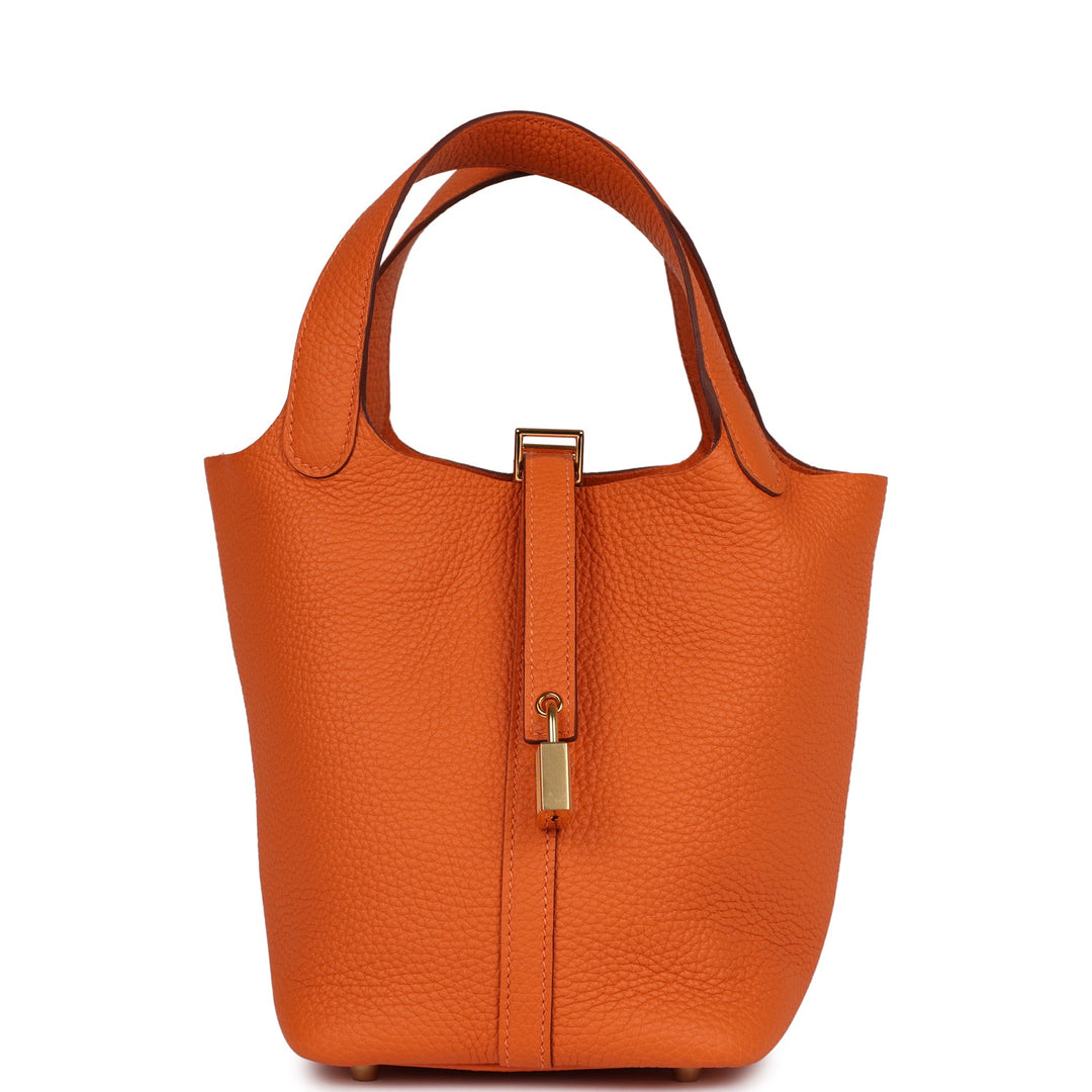 Top quality Hermes Picotin 18 Orange H Clemence  Gold Hardware