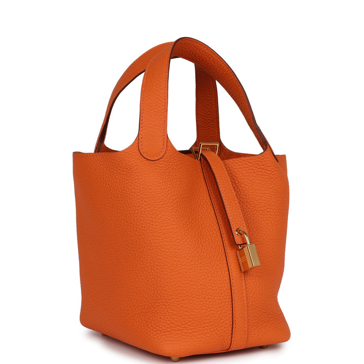 Top quality Hermes Picotin 18 Orange H Clemence  Gold Hardware