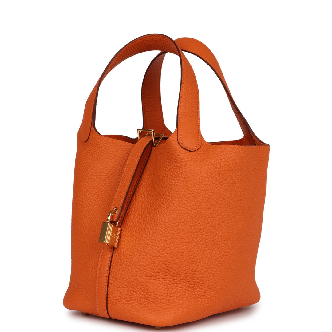 Top quality Hermes Picotin 18 Orange H Clemence  Gold Hardware