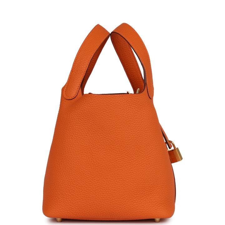 Top quality Hermes Picotin 18 Orange H Clemence  Gold Hardware