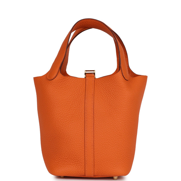 Top quality Hermes Picotin 18 Orange H Clemence  Gold Hardware