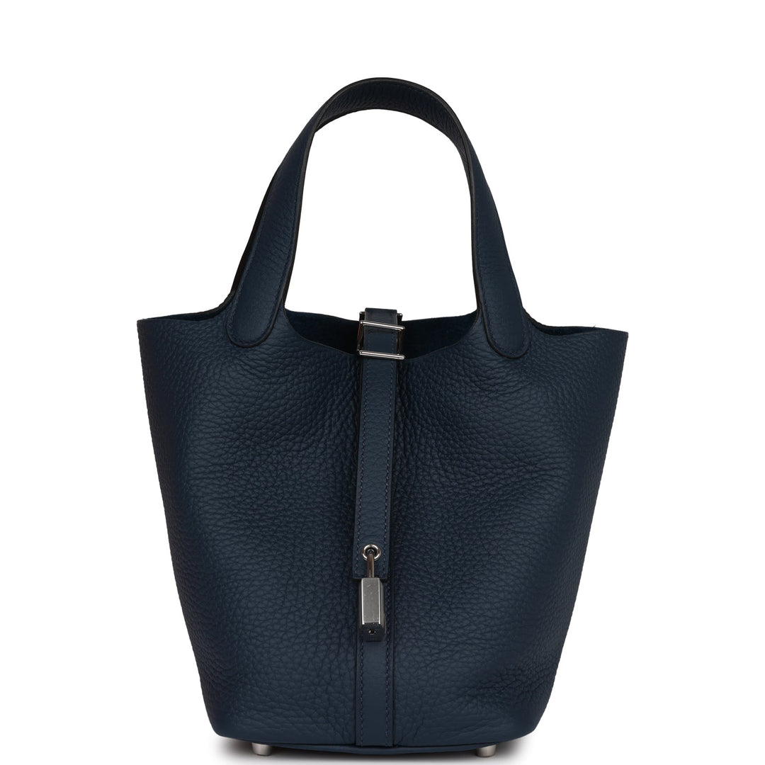Top quality Hermes Picotin Lock 18 Bleu De Prusse Clemence Palladium Hardware