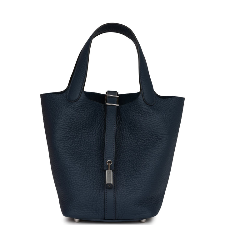 Top quality Hermes Picotin Lock 18 Bleu De Prusse Clemence Palladium Hardware