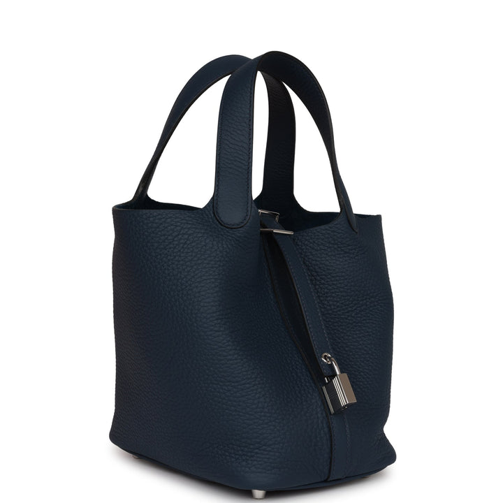 Top quality Hermes Picotin Lock 18 Bleu De Prusse Clemence Palladium Hardware