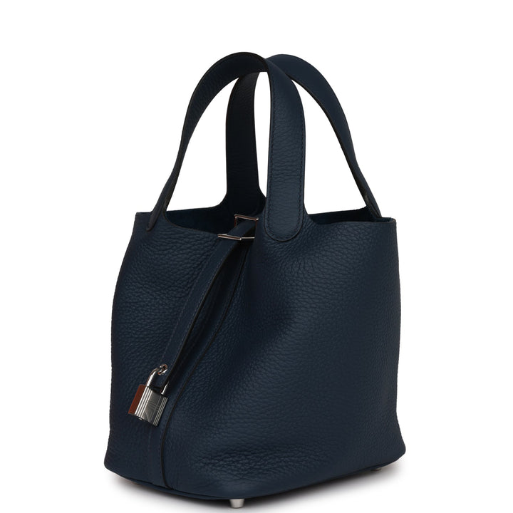 Top quality Hermes Picotin Lock 18 Bleu De Prusse Clemence Palladium Hardware