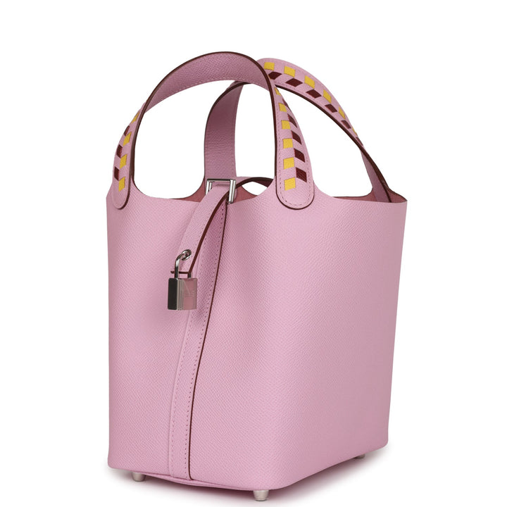 Hermes Picotin 18 Tressage De Cuir Mauve Sylvestre Epsom Palladium Hardware