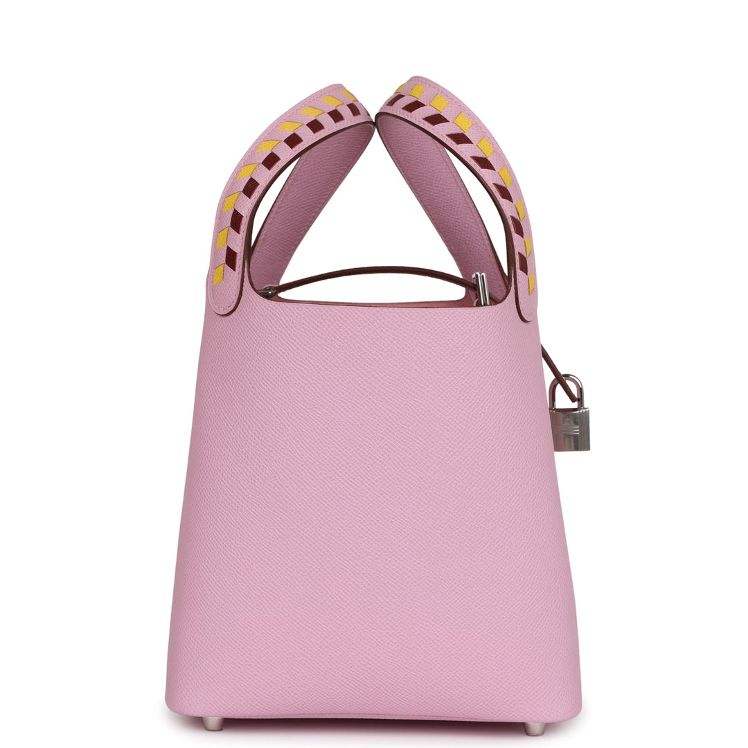 Hermes Picotin 18 Tressage De Cuir Mauve Sylvestre Epsom Palladium Hardware