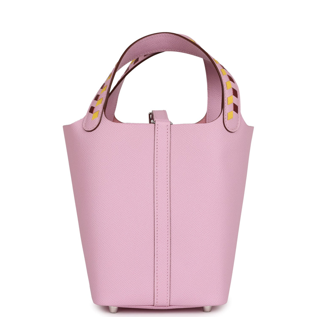 Hermes Picotin 18 Tressage De Cuir Mauve Sylvestre Epsom Palladium Hardware