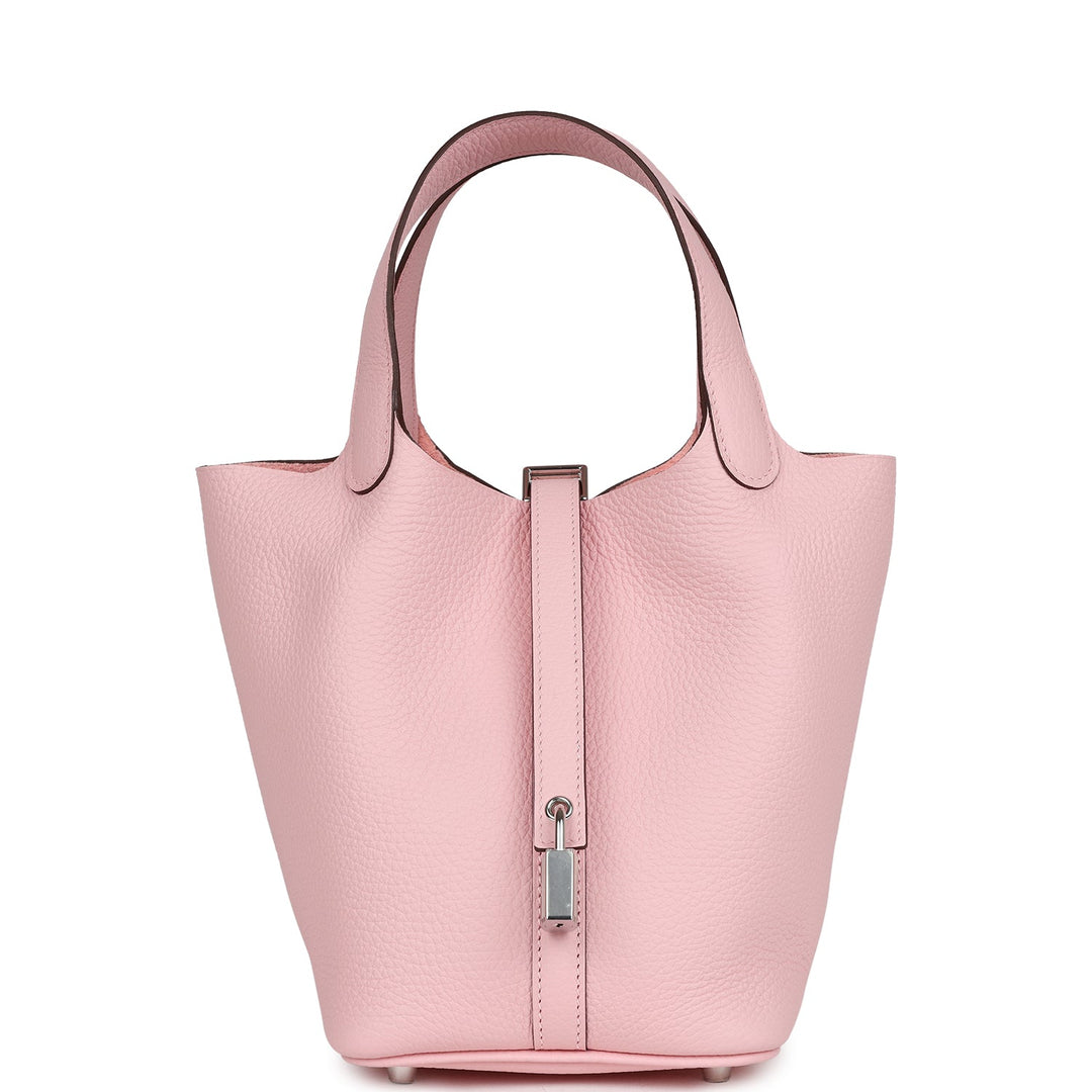 Hermes Picotin Lock 18 Rose Sakura Clemence Palladium Hardware
