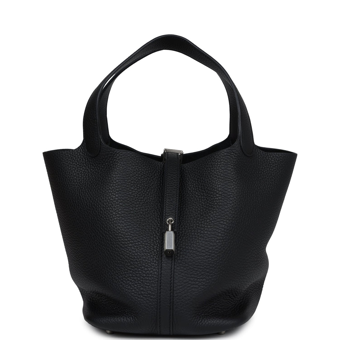 Hermes Picotin Lock 22 Black Clemence Palladium Hardware