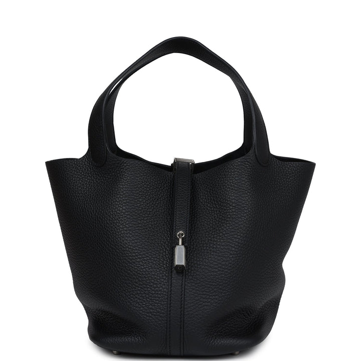Hermes Picotin Lock 22 Black Clemence Palladium Hardware