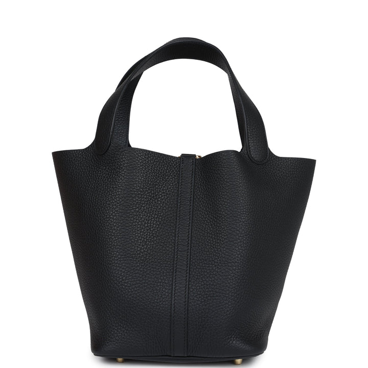 Hermes Picotin Lock 22 Black Clemence Gold Hardware